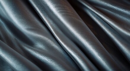 Wavy folds of luxurious satin velvet, elegant and smooth silver abstract silk texture folds background