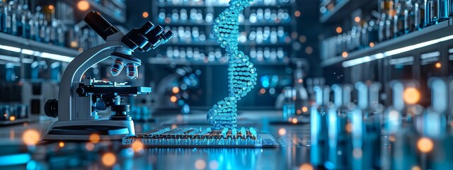 Research medical DNA lab science biotechnology scientist laboratory clinic medicine chemistry. Medical analysis DNA research equipment technology test microscope work health scientific computer gene