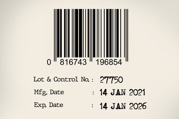Expiry date and manufacturing date with bar code.