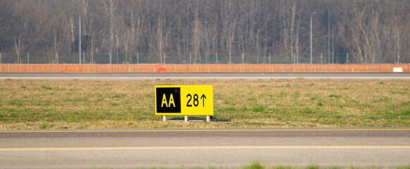 Airport Direction Signs. Taxiway and runway direction sign
