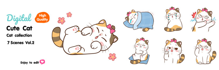 Cute cartoon cat, many designs to choose from