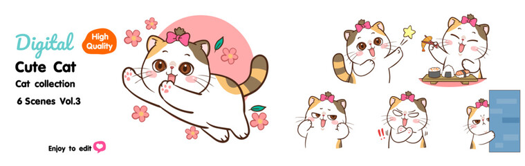 Cute cartoon cat, many designs to choose from