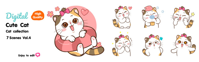 Cute cartoon cat, many designs to choose from