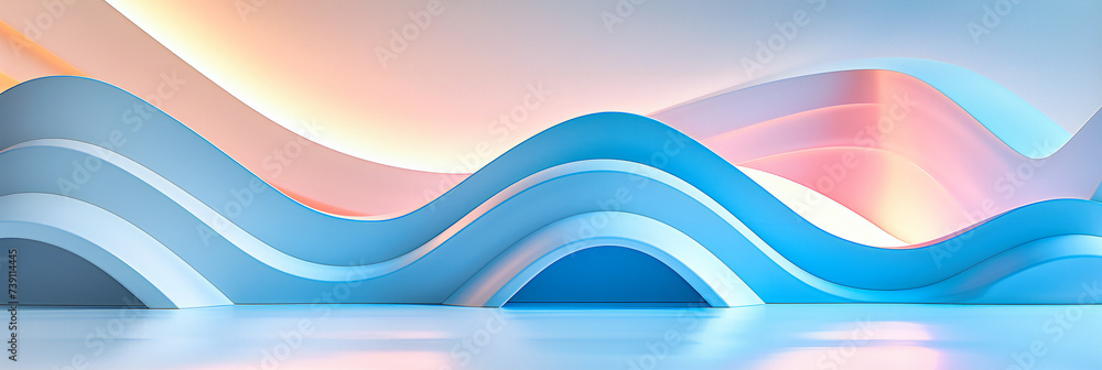 Poster modern elegance: a blend of geometric shapes and soft curves, crafting a space where design meets fu