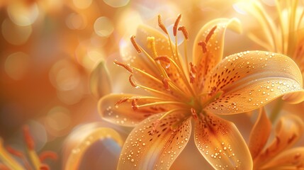 Golden Oasis: Soft gold tones blend with warm browns, mirroring the subtle beauty of a tiger lily bathed in sunlight.