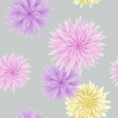 Seamless pattern of set of flowers