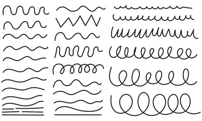 Hand drawn lines. Marker line divider, handmade pencil strokes brush and drawing dividers vector elements set - obrazy, fototapety, plakaty