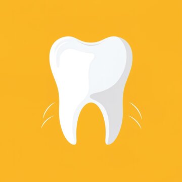 Whitening single tooth, isolated on yellow background. Concept of dental health, teeth treatment doctor, health product advertisement