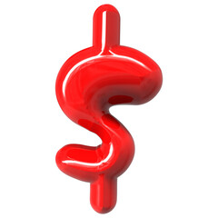 Red Symbol Dollar 3D Render