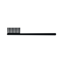 Toothbrush pictogrm. White silhouette on black background. Minimalistic vector design.