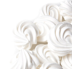 Closeup of white creamy marshmallow isolated on white background