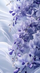 Wisteria Serene: Calming mobile wallpaper featuring wisteria flowers in a tranquil, wavy arrangement.