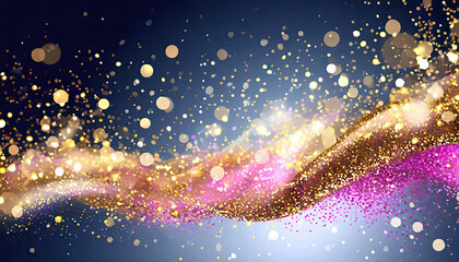 Obraz premium Abstract background with gold particle, Christmas Golden light shine particles Bokeh Effect Holiday Glitter, Generated AI
