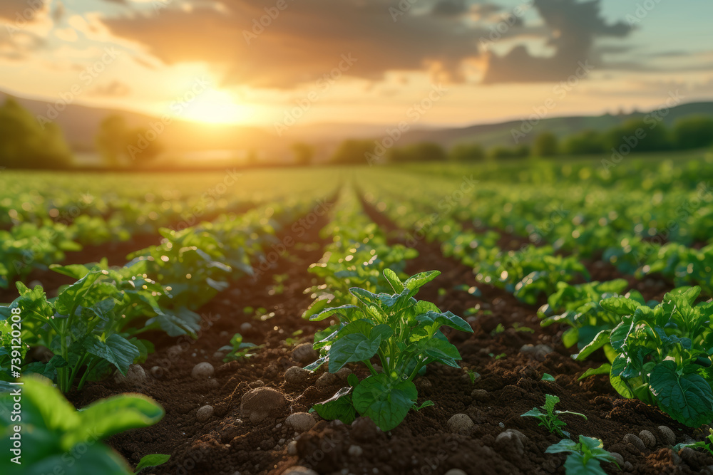 Canvas Prints A sustainable agriculture company employing organic farming methods, prioritizing soil health and biodiversity. Concept of eco-friendly farming. Generative Ai.