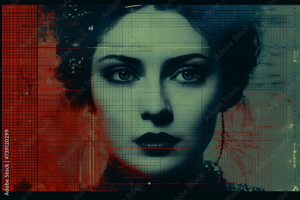 Poster retrostyle overlay with scanlines vignette border and video error texture. concept retro overlays, s