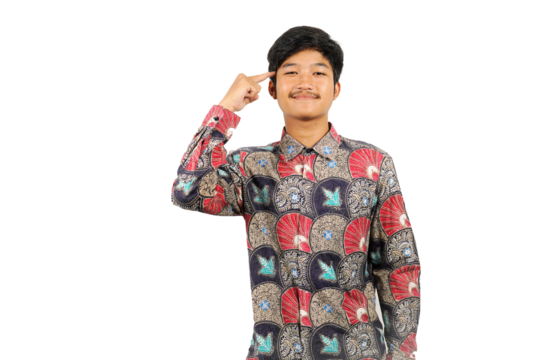 PNG Image of A young boy wearing Batik with expression