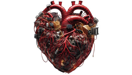 Heart Made Out of cables and Computer parts png / transparent