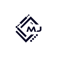 MJ technology letter logo design on white background. MJ creative initials technology letter logo concept. MJ Vector letter logo design.