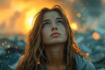 A resilient survivor rebuilding her life after overcoming adversity, symbolizing strength and the triumph of the human spirit. Concept of resilience. Generative Ai.