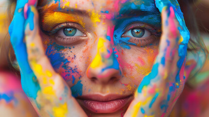 Obraz premium Beautiful woman's face with bright colors