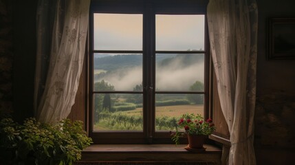 Window Overlooking Countryside Landscape