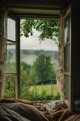 Open Window Overlooking Field