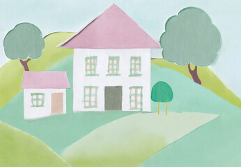 House on green grasses
