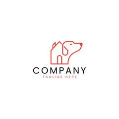Dog with house home real estate construction architecture simple modern logo vector icon symbol editable design 