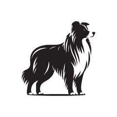 Celestial Childhood: Border Collie Silhouette in Cosmic Playfulness - Border Collie Illustration - Border Collie Vector Stock
