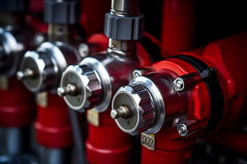Fototapeta na wymiar Fire actuator pumps closeup