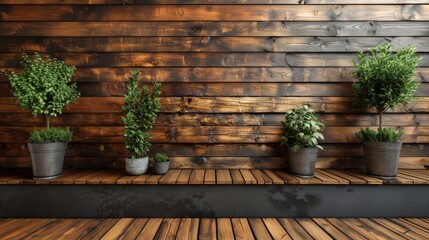 Wooden wall, plants
