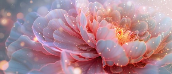 Stardust Euphoria: Peony's bloom is enveloped in a euphoric haze of stardust, evoking the magic of the cosmos. - obrazy, fototapety, plakaty