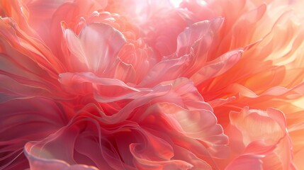 Transparent Petal Dance: Peony's macro beauty boasts transparent petals, swirling in fluidic motion. - obrazy, fototapety, plakaty
