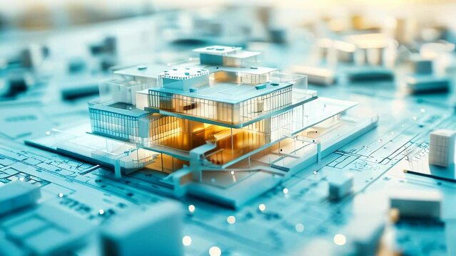 A detailed miniature model commercial building on a table