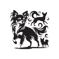 Fototapeta premium Lunar Luminescence: Captivating Chihuahua Dog Silhouette in Moon's Embrace - Chihuahua Silhouette - Chihuahua Illustration - Chihuahua Dog Vector 