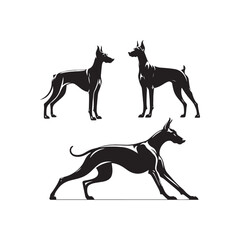 Loyal Companion: Doberman Pinscher Silhouette in Devotion - Doberman Pinscher Illustration - Doberman Pinscher Dog Vector Stock
