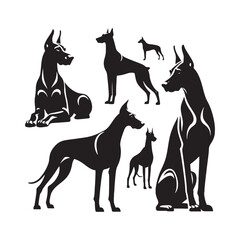 Radiant Guardian: Doberman Pinscher Silhouette Bathed in Light - Doberman Pinscher Illustration - Doberman Pinscher Dog Vector Stock
