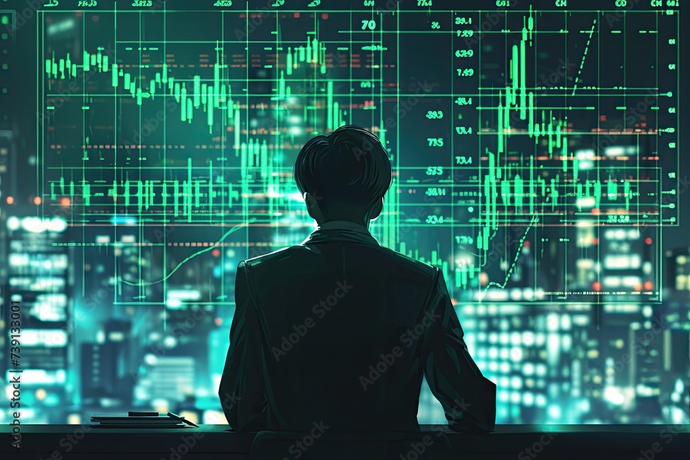 Poster experience the intensity as the modern stock trader dives into the tumultuous waves of the market, s