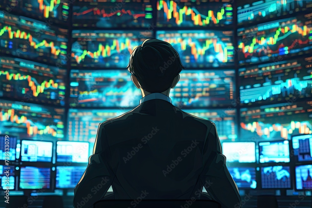 Poster experience the intensity as the modern stock trader dives into the tumultuous waves of the market, s