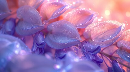 Wisteria Waves: Extreme macro shot reveals the flowing, wavy petals of wisteria in graceful motion.