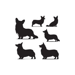 Whispered Wonders: Pembroke Welsh Corgi Silhouette Dancing with Stardust - Pembroke Welsh Corgi Illustration - Pembroke Welsh Corgi Dog Vector
