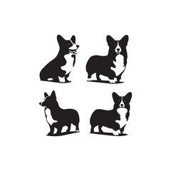 Galactic Glee: Spirited Pembroke Welsh Corgi Silhouette in Cosmic Joy - Pembroke Welsh Corgi Illustration - Pembroke Welsh Corgi Dog Vector
