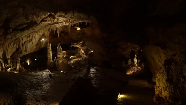Beautiful shots of karst cave, Lipa Cave in Montenegro