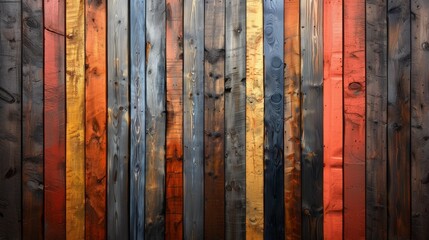 Colored wood planks