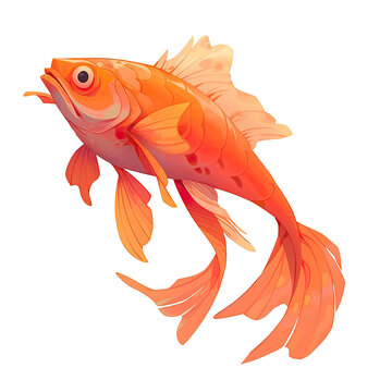 recommend clip art: An illustration of a goldfish swimming