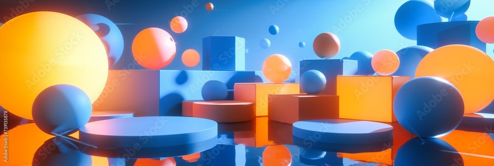 Poster minimalistic geometric shapes in a colorful abstract design, showcasing modern art and creativity wi