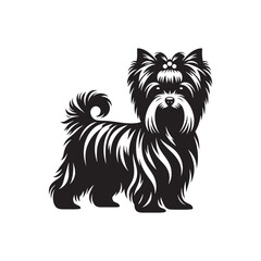 Celestial Companion: Yorkshire Terrier Dog Silhouette in Cosmic Ambiance - Yorkshire Terrier Illustration - Yorkshire Terrier Vector Stock
