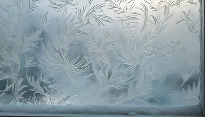 frosty patterns on the window frosty background Ice on a window.