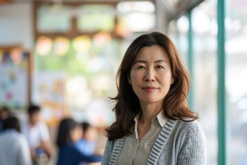 Confident businesswoman at casual workplace. Professional leadership and career.