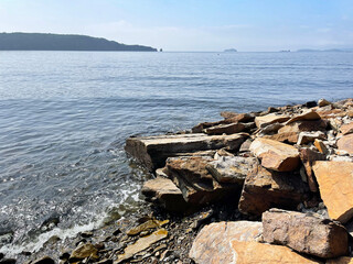 Vladivostok, Patroclus Bay in the Ussuri Bay of the Sea of Japan in summer